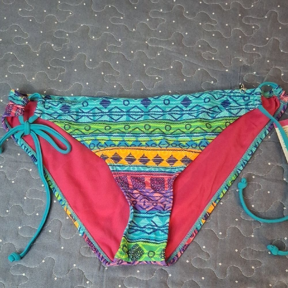 Colorful Patterned Bikini Bottom size large NWT